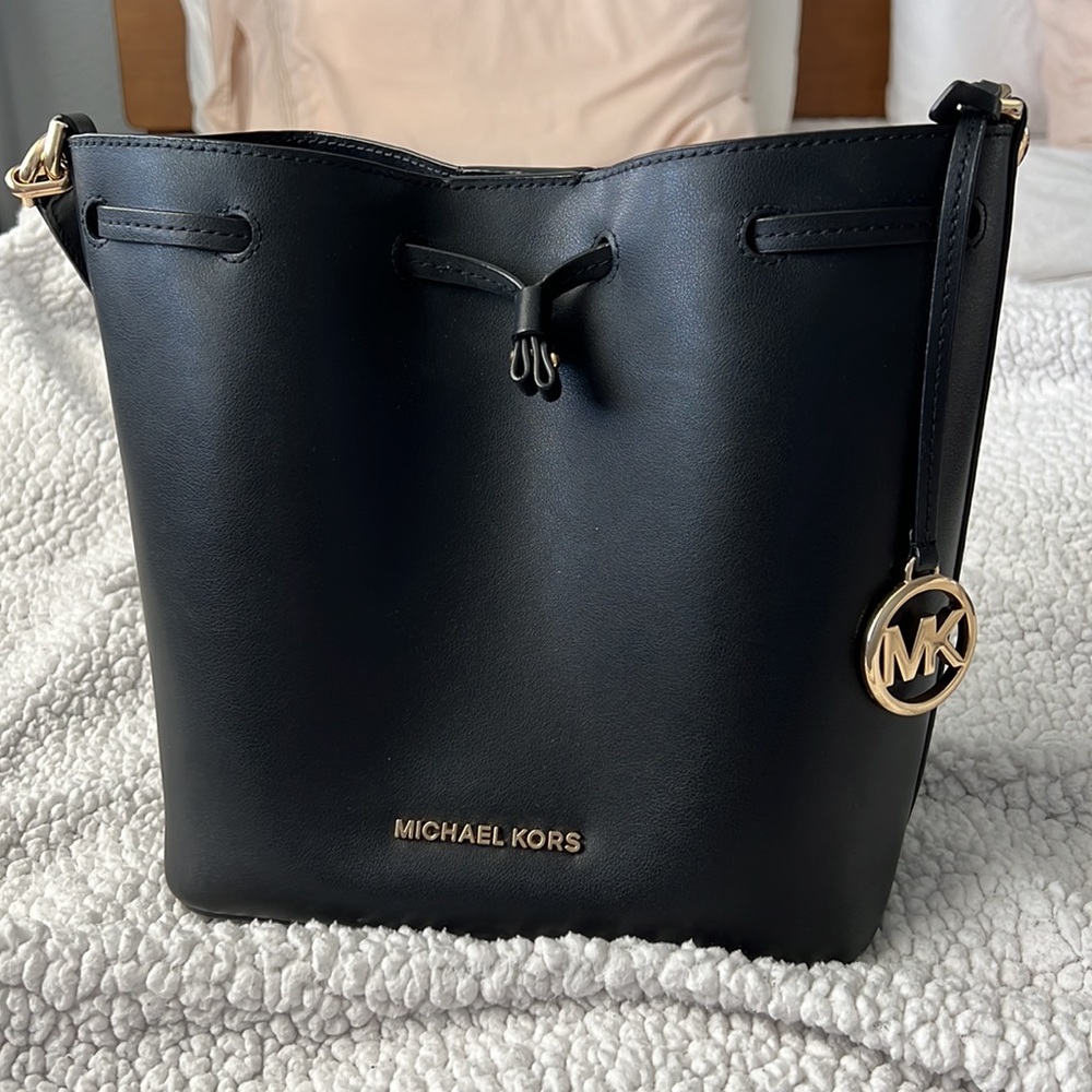 Michael Kors Black Leather Bucket Bag
